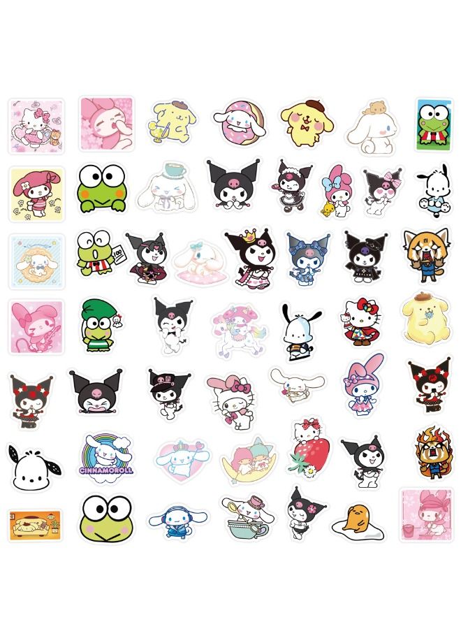 50-Piece Sanrio Waterproof Stickers, Anime Cartoon Vinyl Aesthetic Sticker Set, Waterproof Stickers for Laptop,Skateboard, Water Bottles,Computer,Phone,Guitar DIY - Image 3