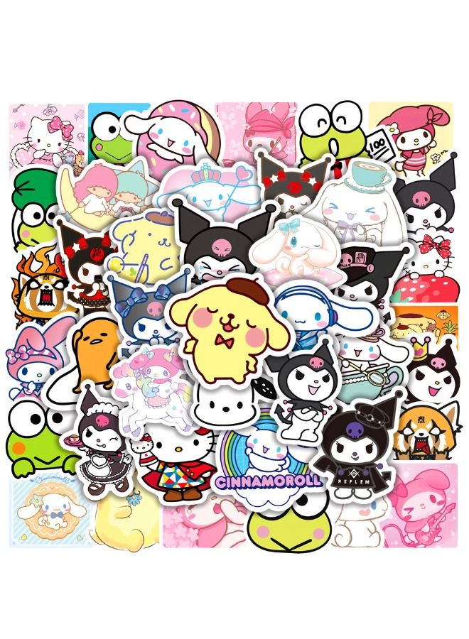 50-Piece Sanrio Waterproof Stickers, Anime Cartoon Vinyl Aesthetic Sticker Set, Waterproof Stickers for Laptop,Skateboard, Water Bottles,Computer,Phone,Guitar DIY - Image 2