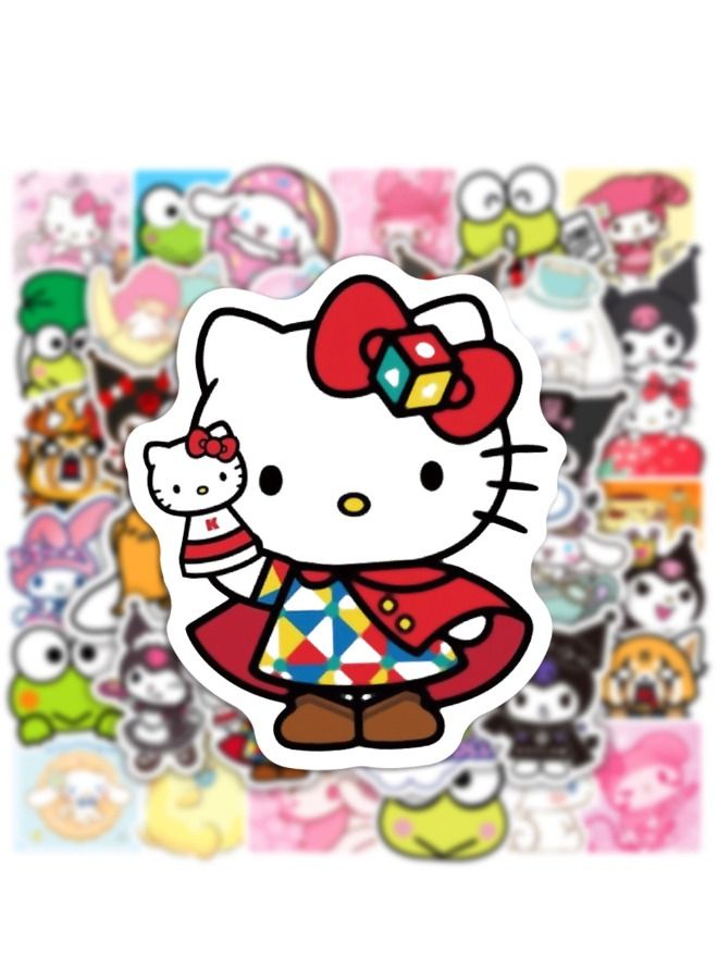 50-Piece Sanrio Waterproof Stickers, Anime Cartoon Vinyl Aesthetic Sticker Set, Waterproof Stickers for Laptop,Skateboard, Water Bottles,Computer,Phone,Guitar DIY - Image 4