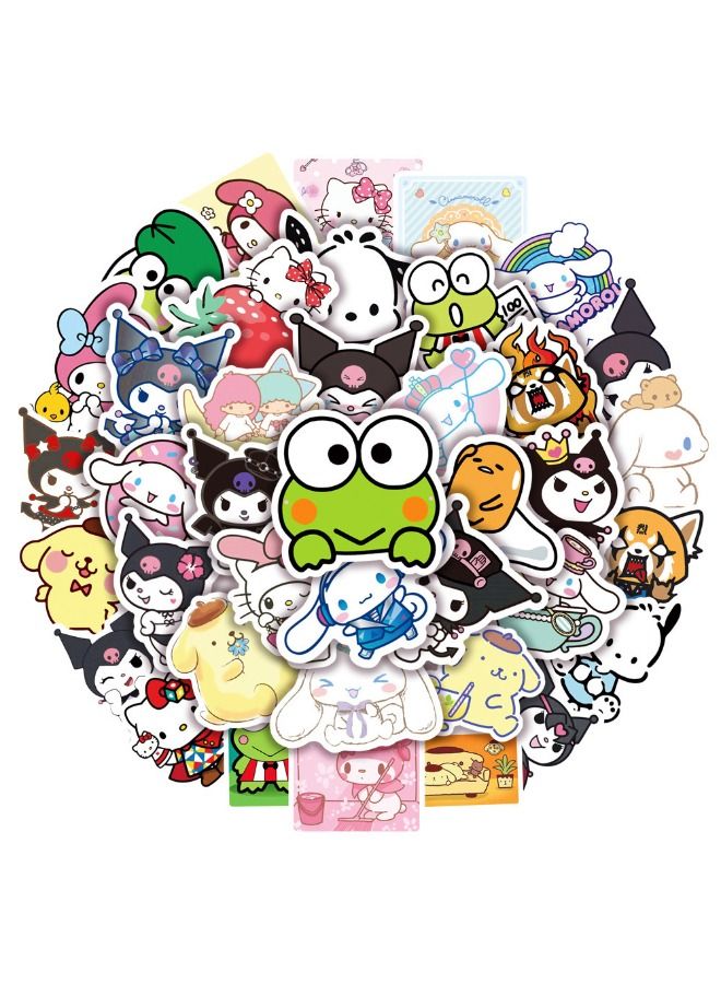 50-Piece Sanrio Waterproof Stickers, Anime Cartoon Vinyl Aesthetic Sticker Set, Waterproof Stickers for Laptop,Skateboard, Water Bottles,Computer,Phone,Guitar DIY - Image 1