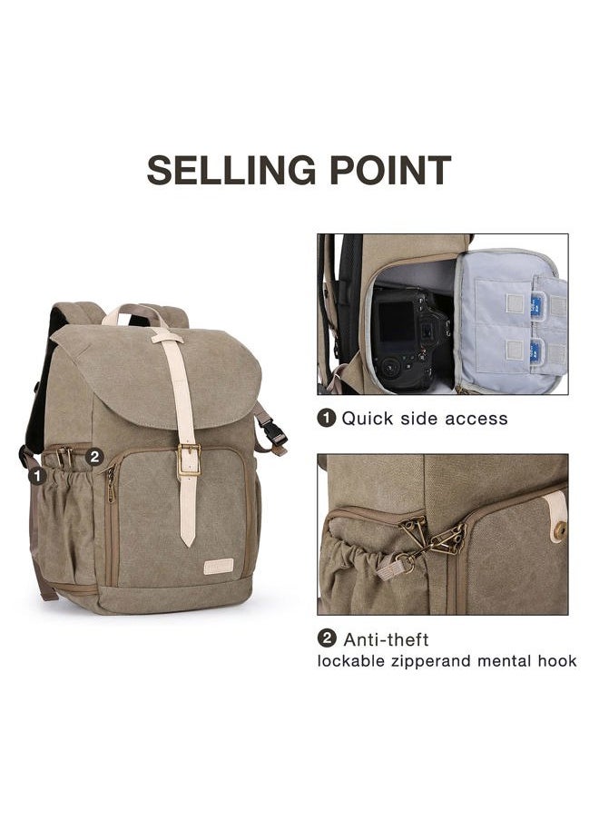 BAGSMART - Camera Backpack, DSLR SLR Waterproof Camera Bag with 15 Inch Laptop Compartment & Tripod Holder & Rain Cover, Green - Image 1
