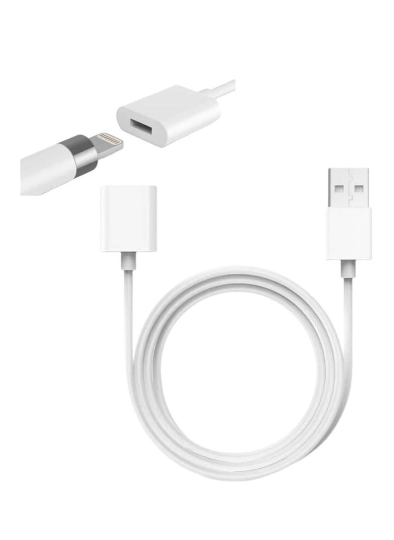 Generic iPencil Charging Adapter, Compatible with Apple Pencil 1st Generation, 1FT iPencil Accessories for Apple 1 Pen Gen USB A to Ligntning Female Connector, White  - Image 1