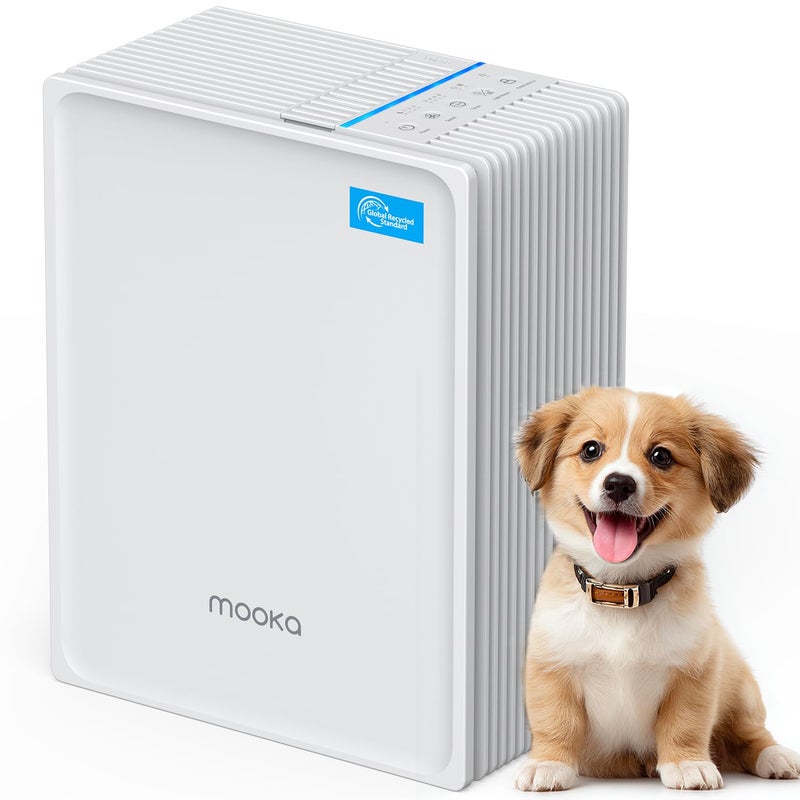 Mooka Air Purifiers for Home Large Room Up to 1300 FtÂ², MOOKA HEPA Air Purifier for Home Pets with Washable Pre-Filter, Fragrance, Air Cleaner for Pet Hair Odor in Bedroom, Dorm Room, Office, White - Image 1