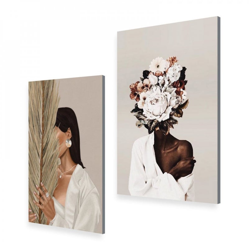 Marktna Modern design double canvas painting of a girl, total size 100x70 cm - Image 2