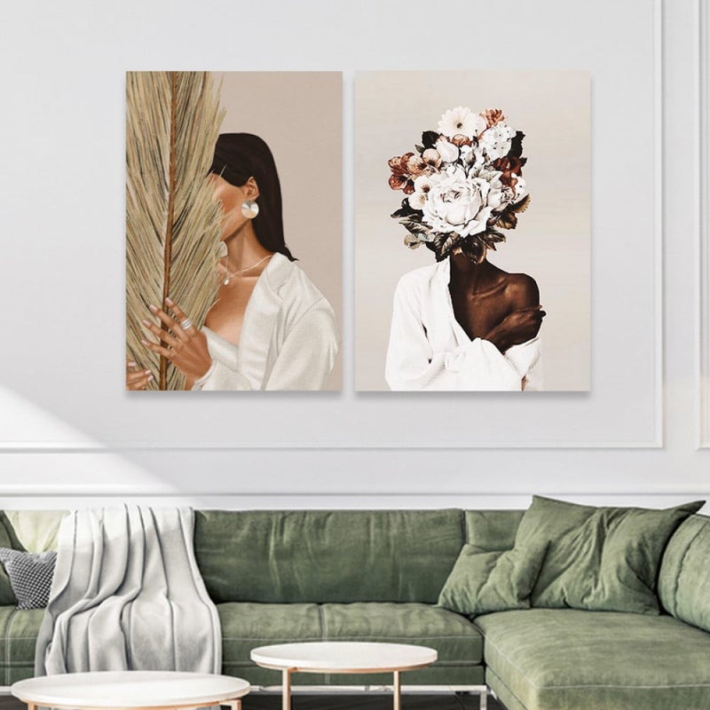 Marktna Modern design double canvas painting of a girl, total size 100x70 cm - Image 1