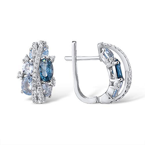 Santuzza 925 Sterling Silver Twist Dangle Earrings Blue Spinel Cubic Zirconia Drop Earrings for Women - Image 2