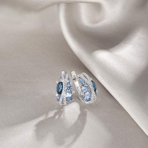 Santuzza 925 Sterling Silver Twist Dangle Earrings Blue Spinel Cubic Zirconia Drop Earrings for Women - Image 3