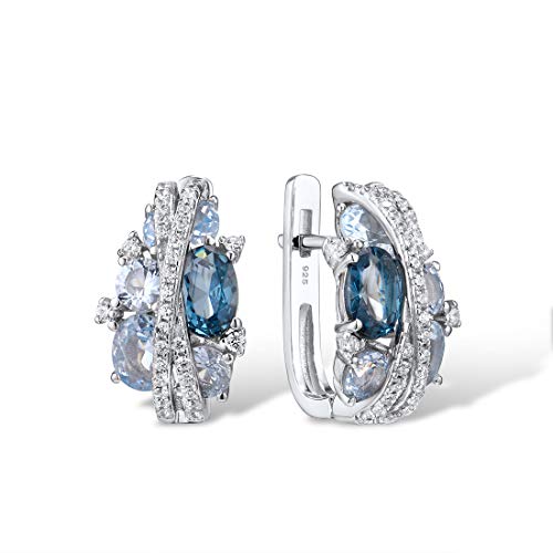 Santuzza 925 Sterling Silver Twist Dangle Earrings Blue Spinel Cubic Zirconia Drop Earrings for Women - Image 1