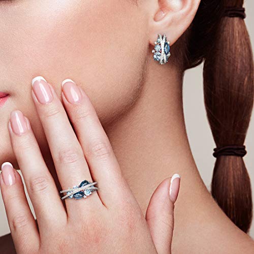 Santuzza 925 Sterling Silver Twist Dangle Earrings Blue Spinel Cubic Zirconia Drop Earrings for Women - Image 5