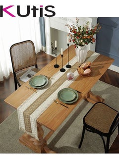 Kutis Cotton Linen Table Runner Splicing Weave Tassel 180 x 30cm  - Image 5