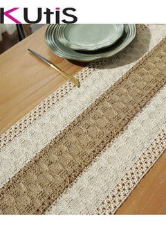 Kutis Cotton Linen Table Runner Splicing Weave Tassel 180 x 30cm  - Image 4
