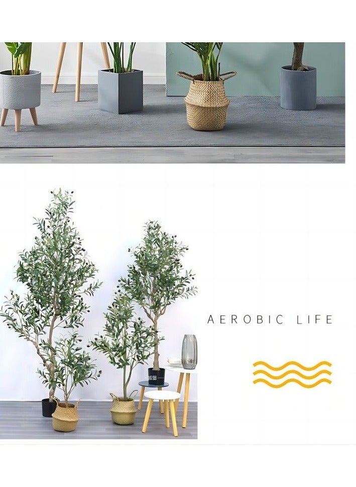 Bamboo Simulation Olive Tree Potted Plant – 180cm (with Black Base) - Image 3