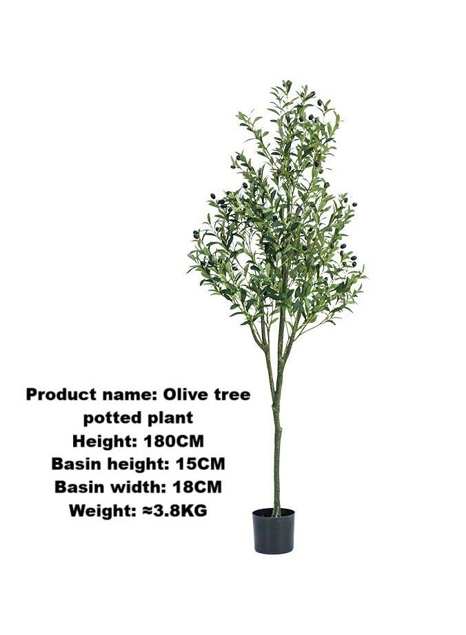 Bamboo Simulation Olive Tree Potted Plant – 180cm (with Black Base) - Image 1