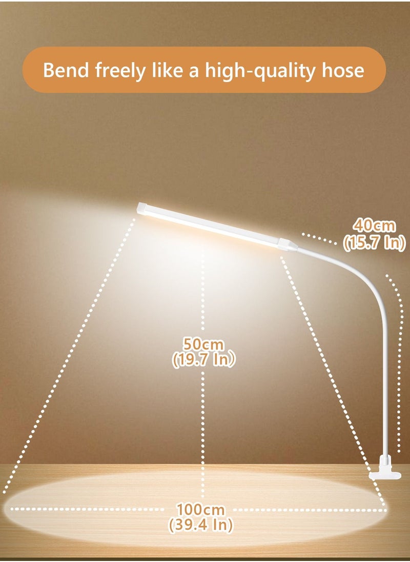 LOOPITYS - LED Desk lamp with Clamp  EyeCaring Clip on Lights for Home Office  3 Modes 10 Brightness  Long Flexible Gooseneck  Metal  Swing Arm Architect Task Table Lamps -- White small size - Image 1