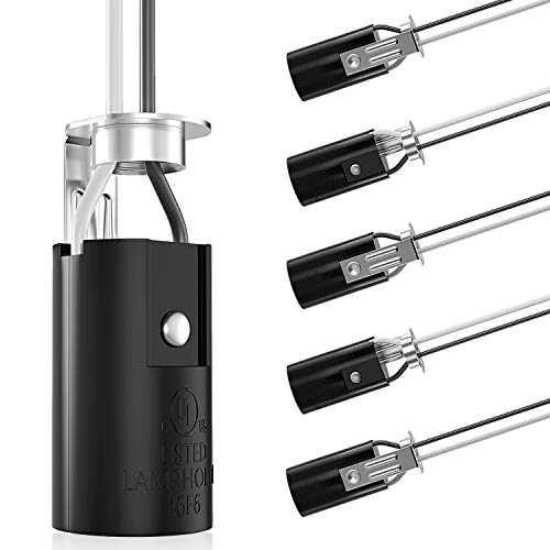 DiCUNO E12 Lamp Holder with 8 Inch Wire Lead, Candelabra Base Light Socket for E12 Incandescent LED Light Bulb, UL Listed, Keyless Phenolic, 6-Pack - Image 1