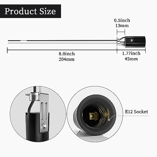 DiCUNO E12 Lamp Holder with 8 Inch Wire Lead, Candelabra Base Light Socket for E12 Incandescent LED Light Bulb, UL Listed, Keyless Phenolic, 6-Pack - Image 2