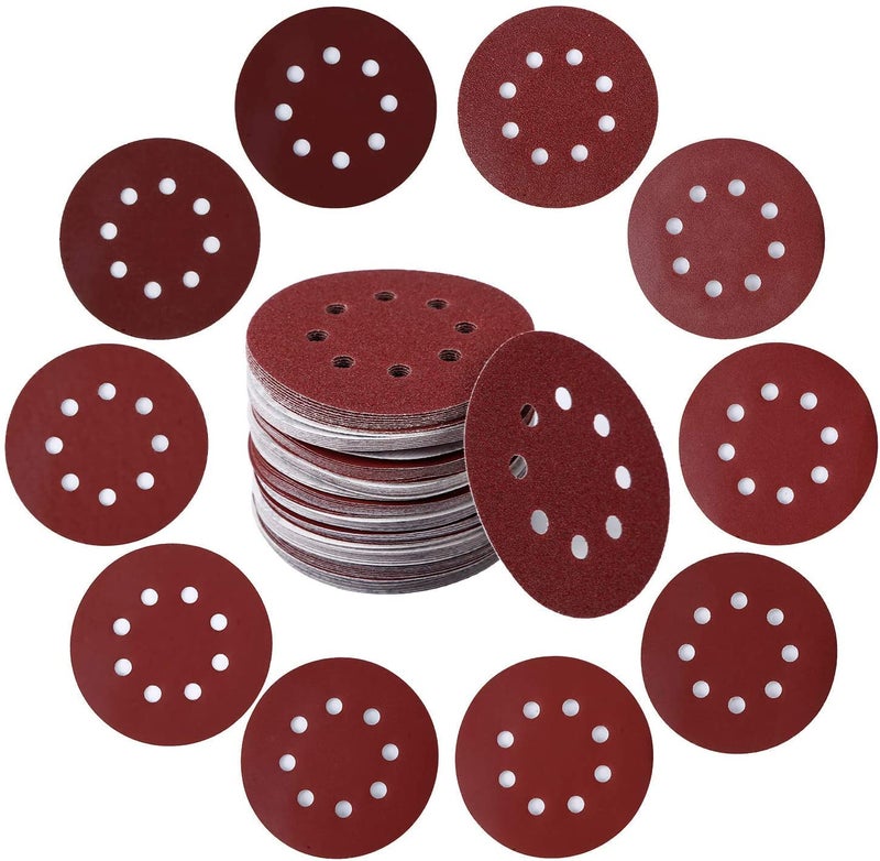 5 Inch Sanding Discs 8 Holes Hook and Loop Sandpaper Random Orbital Sander Round Sand Paper 125mm Sandpaper Sheets Total 60 120 180 Grit 12 PCS Each Grits Four Pcs 