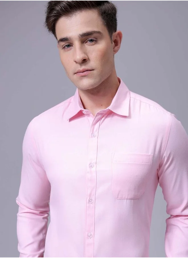 The Indian Garage Co Men Slim Fit Solid Full Sleeves Cutaway Collar Formal Shirt