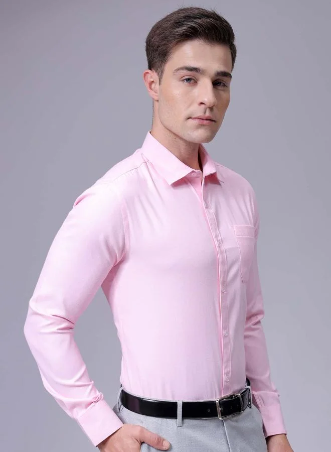The Indian Garage Co Men Slim Fit Solid Full Sleeves Cutaway Collar Formal Shirt