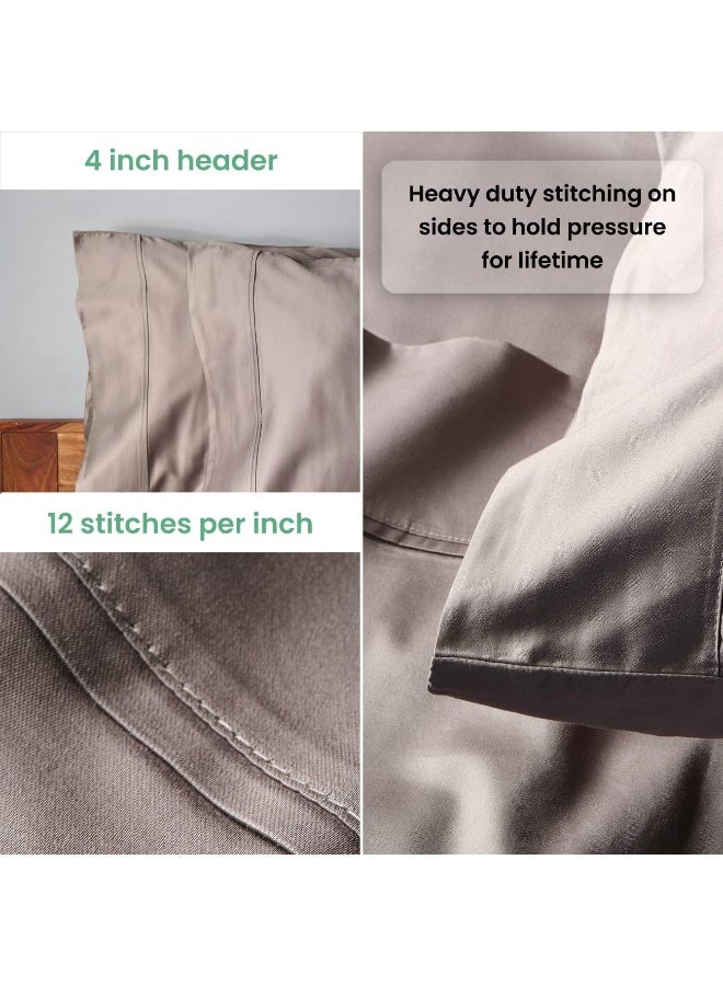 Weddingly CEA Certified 100% Giza Egyptian Cotton Sheets|4 Piece Set|Accredited Gold Seal|Deep Pocket|Extra Long Staple|Sateen Weave|High Fabric Strength,Uniform &Soft| (Queen,Charcoal Gray) - Image 5
