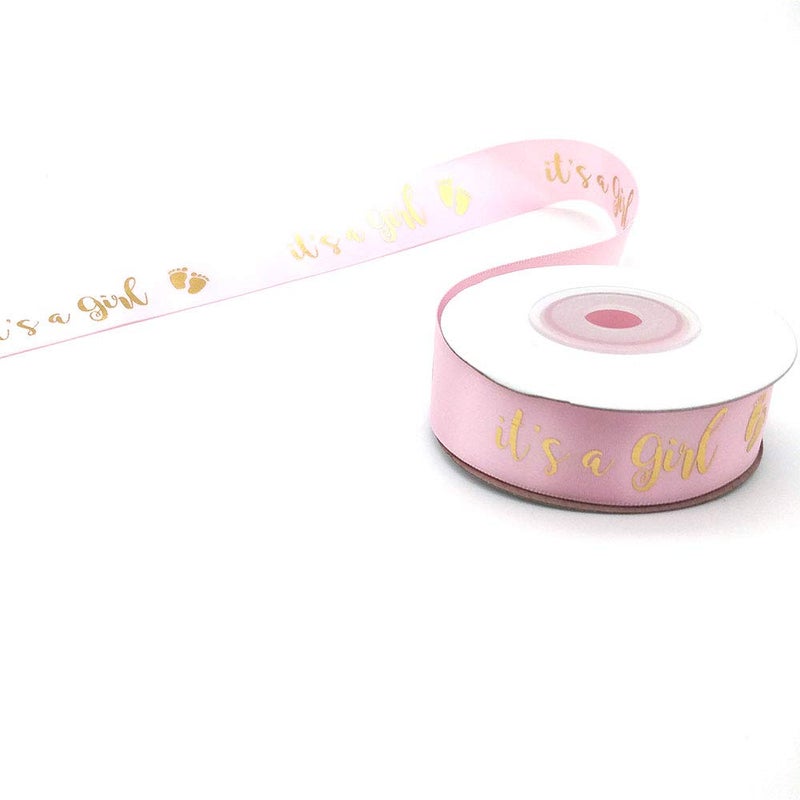 OLILLY Pink and Gold Ribbon - It's a Girl for Baby Shower - Decoration for Your Baby Shower (Pink and Gold) - Image 2