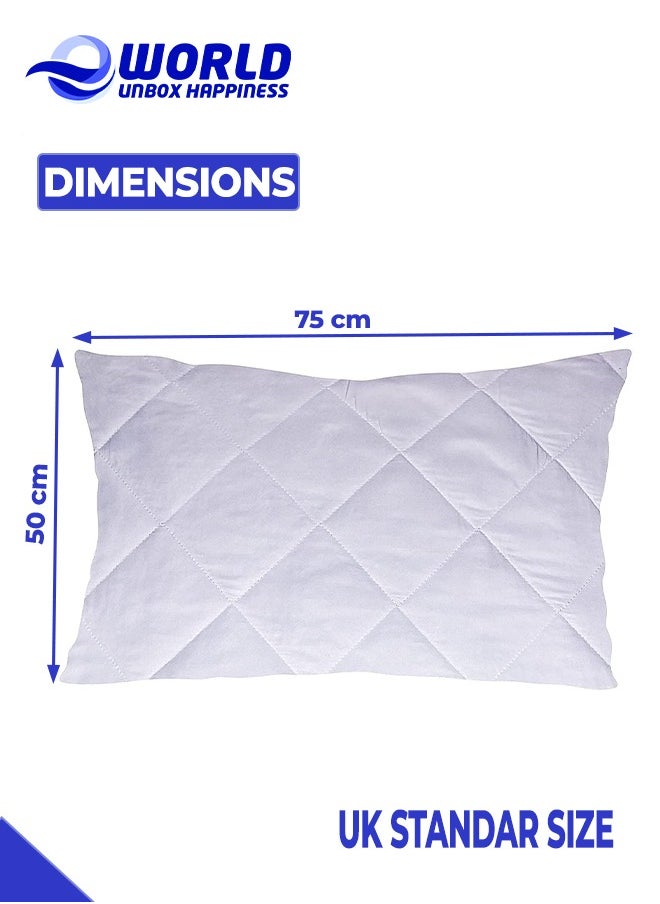 Eworld - 2 Pieces Luxurious Quilted Zipped Pillow Protectors for Ultimate Protection, Soft and Breathable Microfiber Cases, Hypoallergenic, Noiseless, Machine Washable, Ideal for Home, Hotel and Dormitory - Image 1