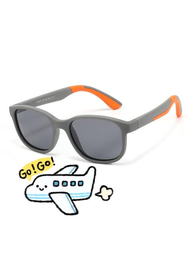 ZESITH 2026 New Fashion Polarized Kids Sunglasses, Ultra Light Sports UV Protection Sun Glasses S702 - Grey Orange - Image 4