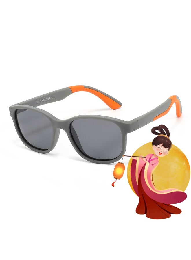 ZESITH 2026 New Fashion Polarized Kids Sunglasses, Ultra Light Sports UV Protection Sun Glasses S702 - Grey Orange - Image 3