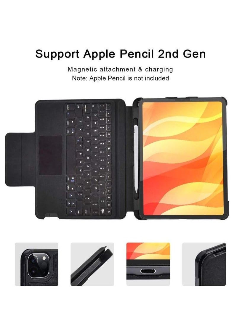 Detachable Wireless Keyboard Case with Touch Pad for iPad Pro 11" (2022/2021/2020/2018), Slim Shell Smart Protected Keyboard Case with Apple Pencil Holder support Charging - Image 3