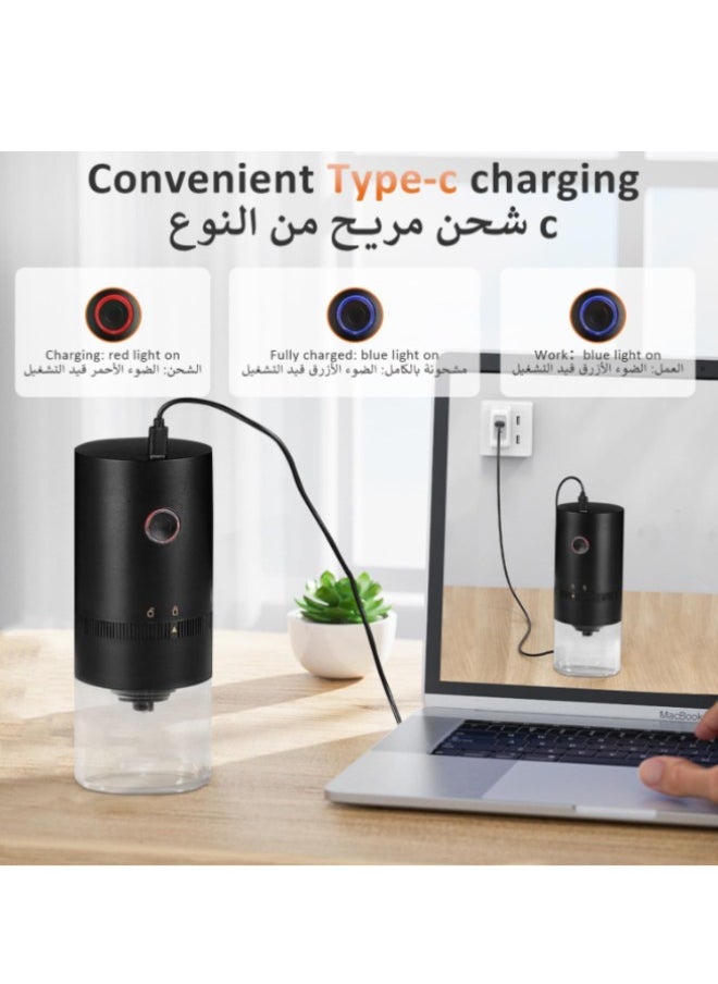 Super ZYouth - Portable Electric Coffee Grinder, Compact Automatic Coffee Bean Grinder with Adjustable Grind Setting, USB Rechargeable with Brush Simple Push Button Operation , Black - Image 1