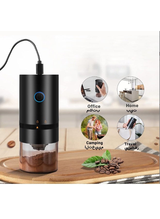 Super ZYouth - Portable Electric Coffee Grinder, Compact Automatic Coffee Bean Grinder with Adjustable Grind Setting, USB Rechargeable with Brush Simple Push Button Operation , Black - Image 1