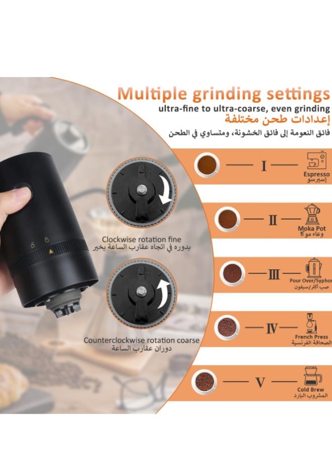 Super ZYouth - Portable Electric Coffee Grinder, Compact Automatic Coffee Bean Grinder with Adjustable Grind Setting, USB Rechargeable with Brush Simple Push Button Operation , Black - Image 1