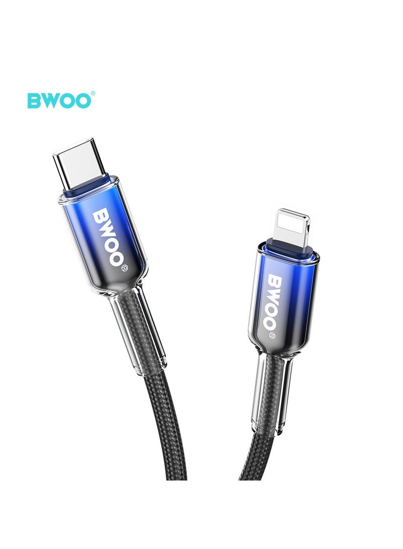 BWOO Type-C To Lightning Fast Charging Data Cable Black - Image 3