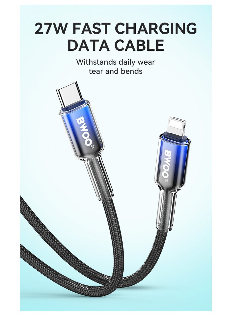 BWOO Type-C To Lightning Fast Charging Data Cable Black - Image 5