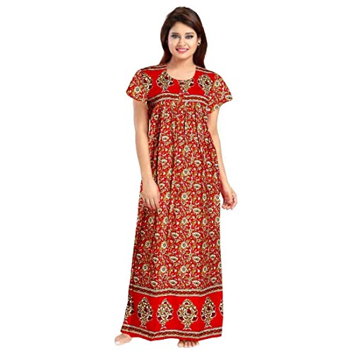 KBNBJ Women’s Cotton Printed Maxi Nighty (Pack of 4) – Ankle-Length Night Dress Gown, Soft & Comfortable Sleepwear, Free Size Multicolour - Image 4
