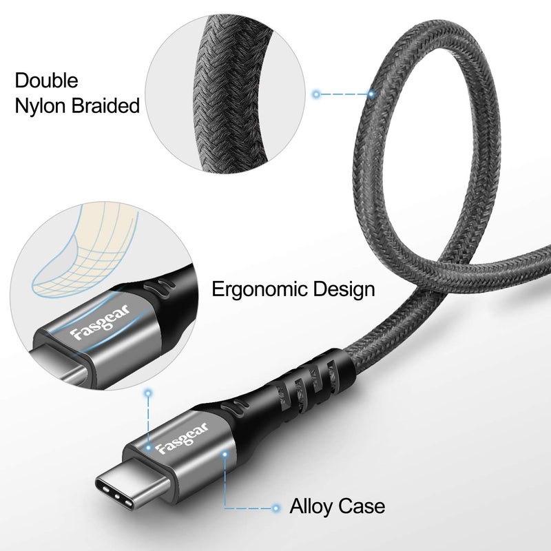 كابل Fasgear USB C، عبوة من 3 بطول 1 قدم، كابل USB Type C 2.0، شحن سريع ونقل بيانات عالي السرعة، متوافق مع Moto G6 G7 Galaxy S8 S8+ S9 Oneplus 7 7pro Sony Xperia L1 XA2 Huawei P20 Lite (رمادي) - Image 5