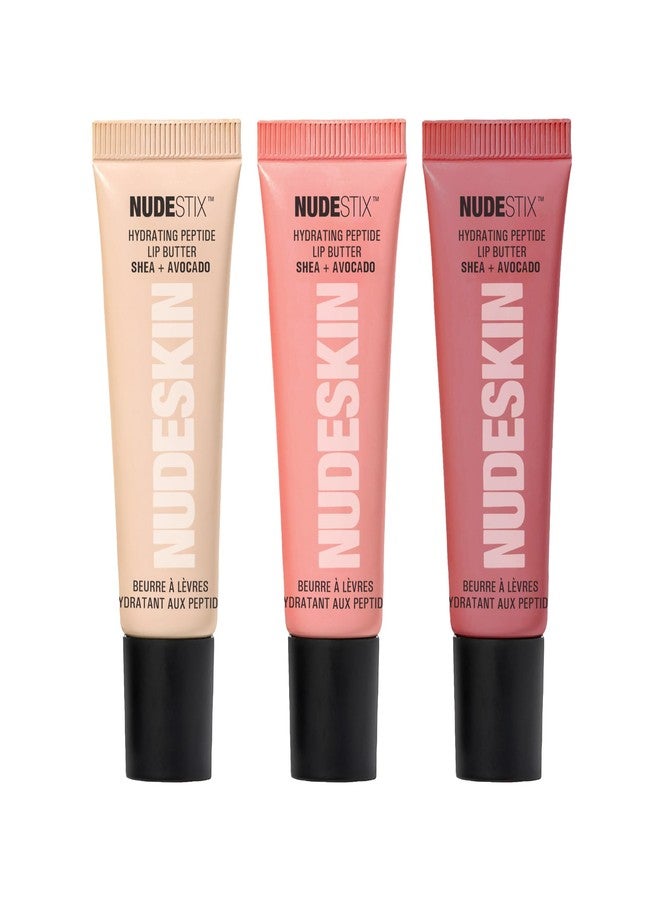نوديستكس مجموعة مرطبات الشفاه Nudestix Hydrating Peptide Lip Butter Tint - مجموعة مرطبات شفاه لامعة من 3 قطع مع الأفوكادو وزبدة الشيا والببتيدات | ألوان شفاه نيود مرطبة وممتلئة | نظيفة، نباتية، وخالية من القسوة - Image 1