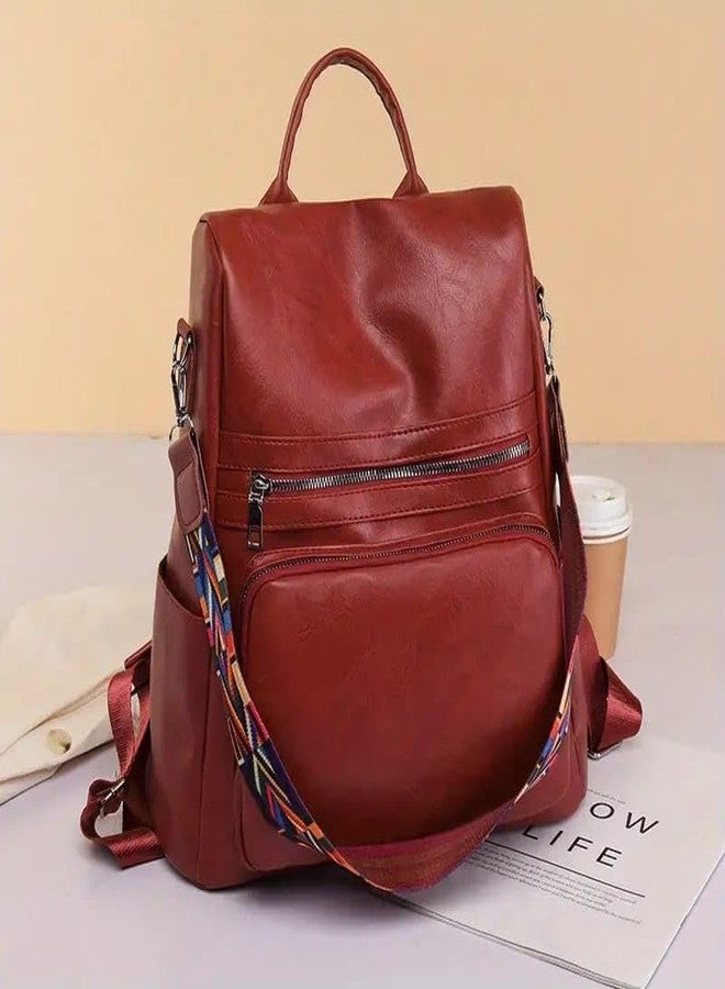 TrueArch Large Capacity Strap Decor Casual Multifunctional Women's Backpack Teens Girls | Wife | Birthday | Gift |Office | Travel College (Maroon) - Image 3