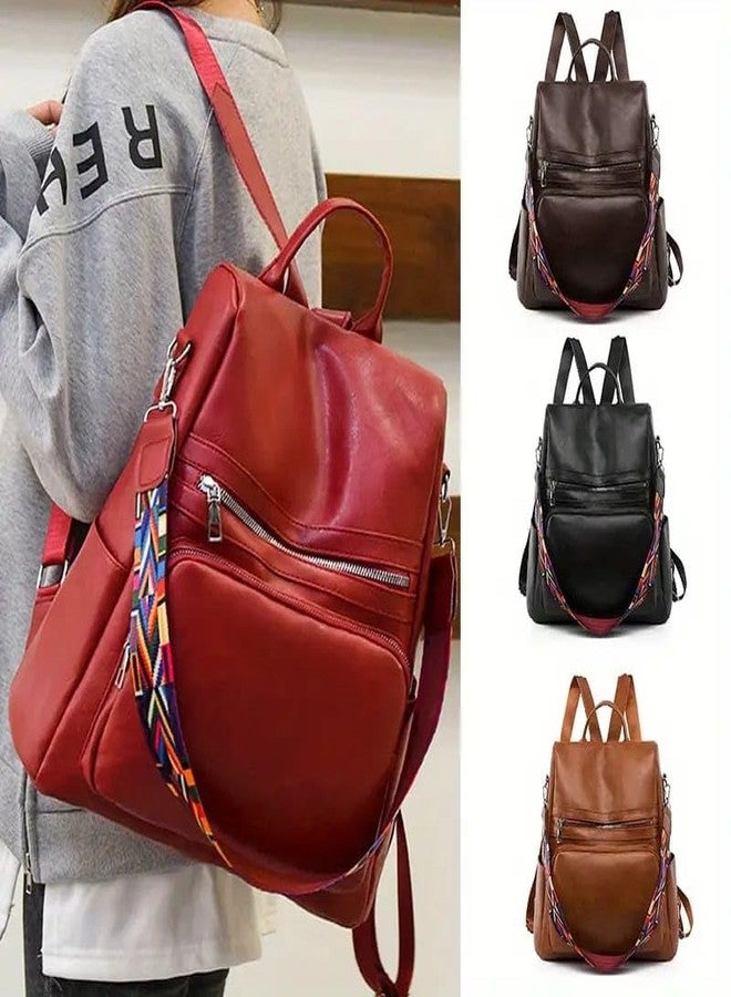 TrueArch Large Capacity Strap Decor Casual Multifunctional Women's Backpack Teens Girls | Wife | Birthday | Gift |Office | Travel College (Maroon) - Image 5