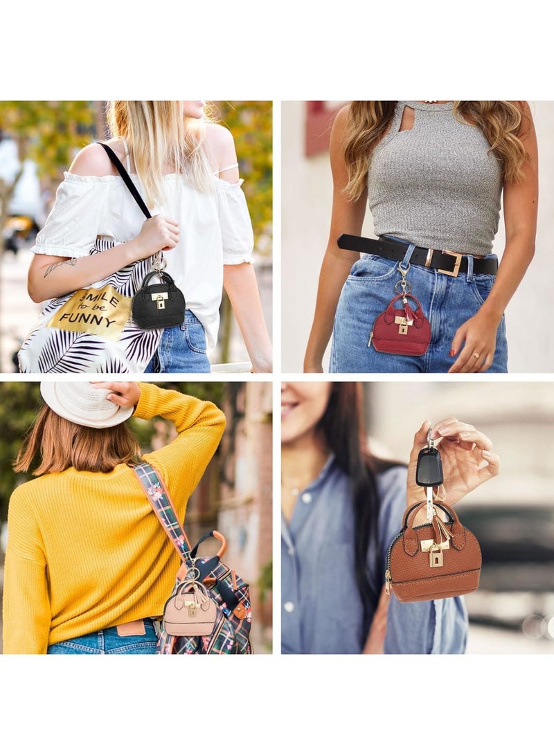 Barakah Mini Backpack Keychain Coin Purse for Women, PU Leather Zipper Small Wallet with Hook for Cash, Cards, Lipstick & Accessories (Coffee) - Image 3