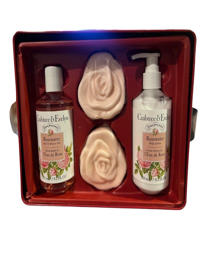 Crabtree & Evelyn 4 Piece Gift Set Tin (4-piece set, Rosewater) - Image 3