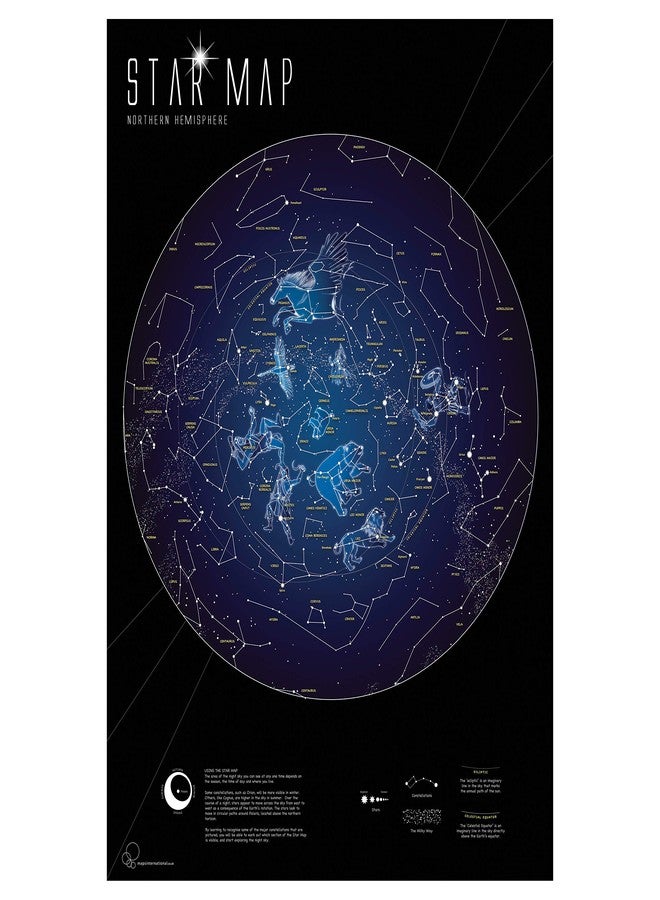 Maps International Glow in the Dark Constellation Map - Illuminates After Dark - 33 x 23 - Image 1