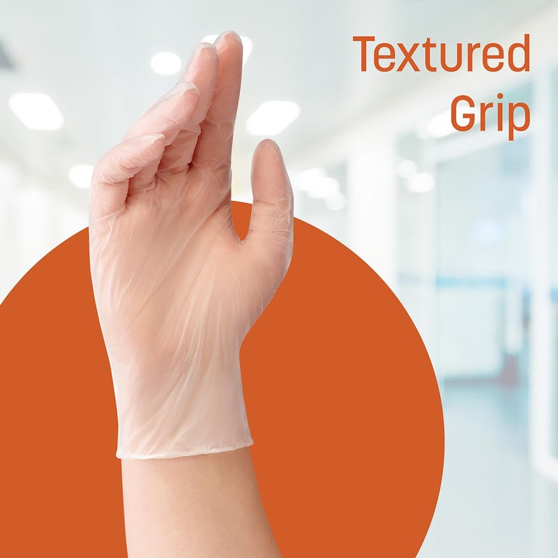 Caring Vinyl Exam Gloves (Large, 100ct), Powder Free and Not Made with Natural Rubber Latex, Gloves for Medical Use, First Aid, Food Prep and More - Image 2