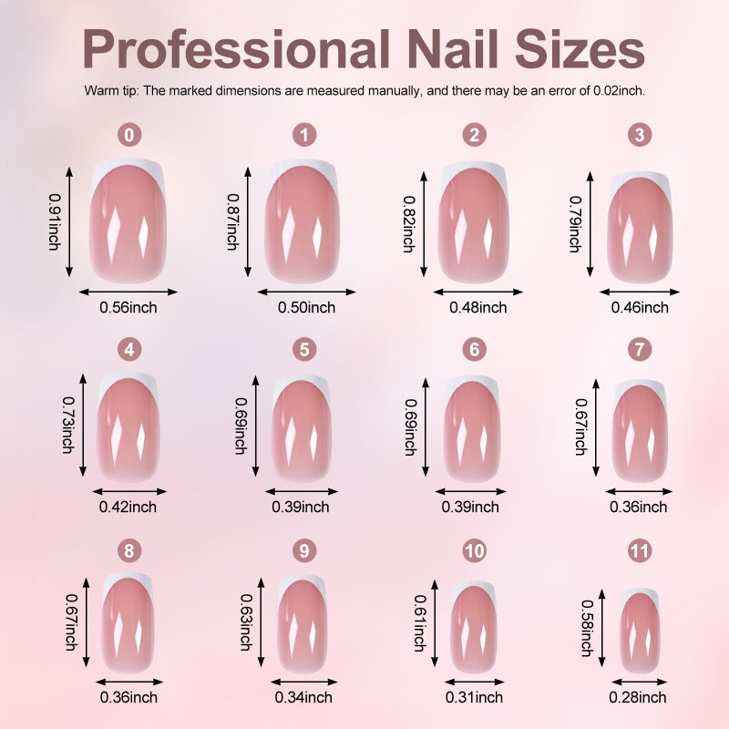 IKISKT 120Pcs 5 Pack Pink Acrylic Fake Nails Press on Full Cover IKISKT Classic French Color Short False Nail Art Kits Sets Great Christmas Gift for Women Kids Children Young Girls - Image 5