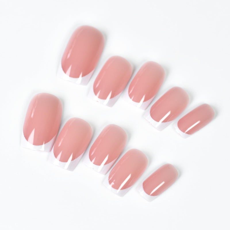 IKISKT 120Pcs 5 Pack Pink Acrylic Fake Nails Press on Full Cover IKISKT Classic French Color Short False Nail Art Kits Sets Great Christmas Gift for Women Kids Children Young Girls - Image 4
