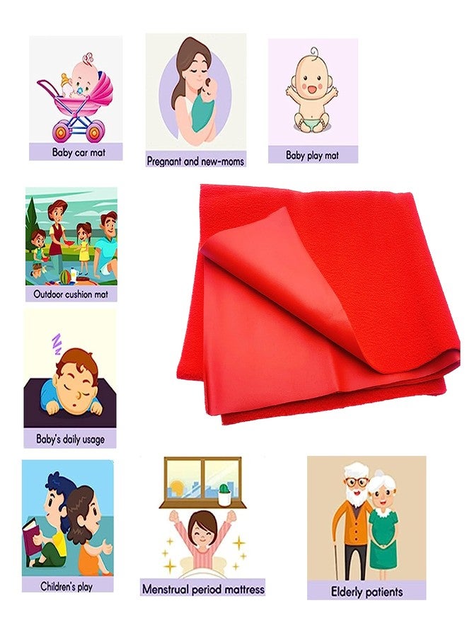 Hozzbun واقي مرتبة/غطاء سرير جاف من هوزبون® (مقاوم للماء/سريع الجفاف/شديد الامتصاص/قابل لإعادة الاستخدام) مضاد للتكتل، شديد الامتصاص، متعدد الأغراض، مقاس صغير 50×70 سم، عبوة من قطعتين (بني وأحمر) - Image 4