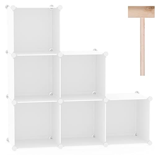 C&AHOME 6-Cube Storage Organizer, Stackable Storage Cubes Shelves, Portable Bookshelf, Plastic Clothing Storage Closet Organizer, DIY Modular Shelving Units for Wardrobe, Home, Milky - Image 1