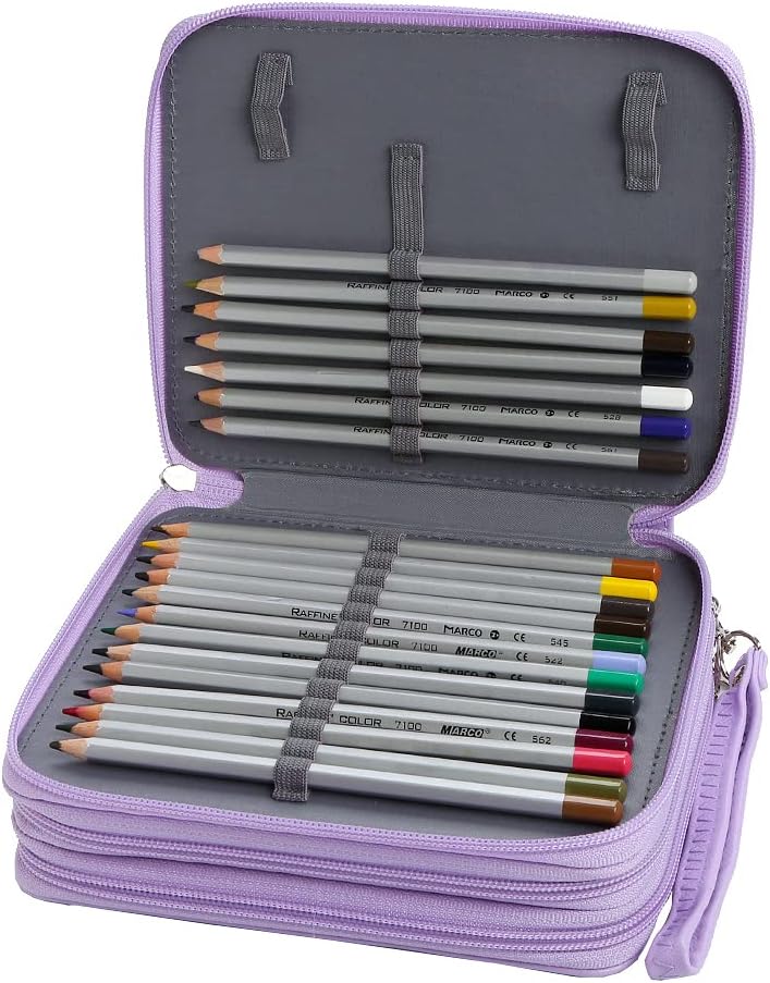 Lbxgap PU Pencil Case with 72 Slots - Colored Pencil Case Organizer with Zipper for Watercolor Pens or Markers - Image 3