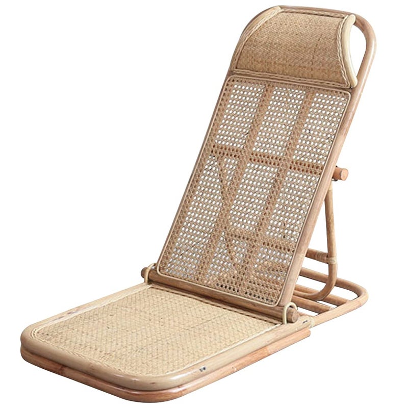 Kelendle 4Gear Adjustable Folding Rattan Floor Chair Foldable Beach Chair Lazy Floor Lounge Tatami for Home and Office Relaxation