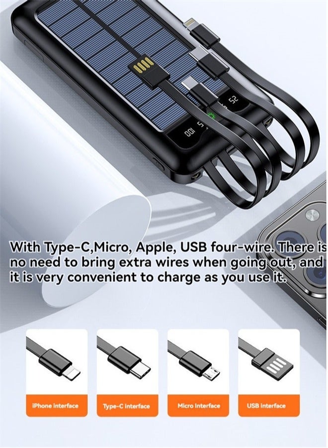HOMESTAR Ultra-thin Solar Power Bank with Built-in Charging Cable, Portable Stand 10000 mAh, Large Capacity Universal Fast Charging, Mobile Power Supply - Image 5